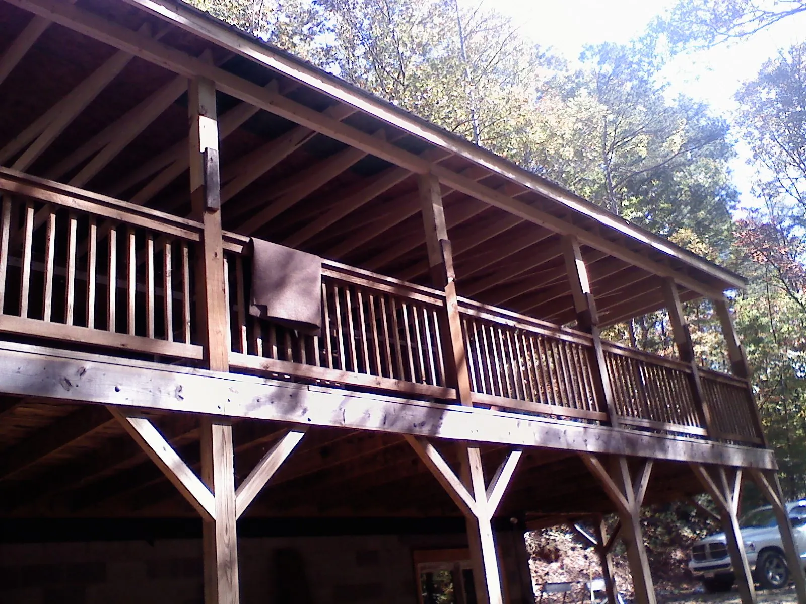 Timber framing under a new elevated porch and deck — Roof Leak Repair in Manorville by Roofing Brothers
